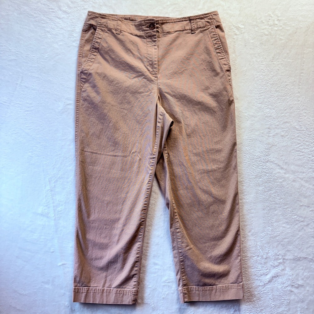 Talbots Pants Women Sz‎ 14 Beige Cropped Casual Chinos Work Office Career